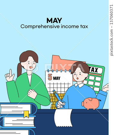 May Comprehensive Income Tax Character Illustration 137060371