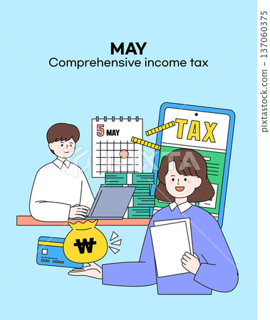 May Comprehensive Income Tax Character Illustration May Comprehensive Income Tax Character Illustration 137060375