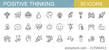 Positive thinking icon set - Emotions and mental health 137060813