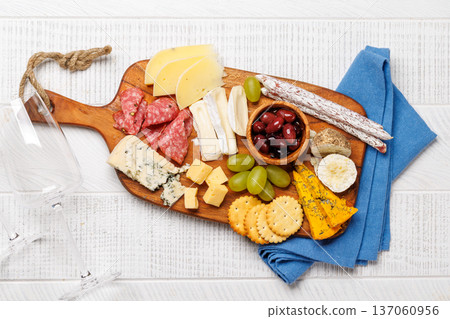 Antipasto platter with cheese and meats Antipasto platter with cheese and meats 137060956