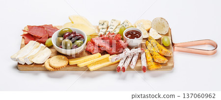 Antipasto platter with cheese and meats 137060962