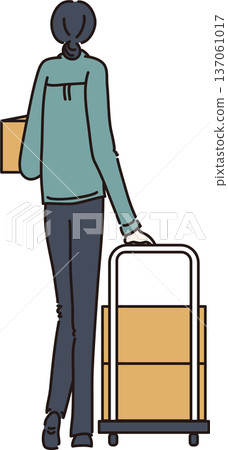 身穿工作服、手提行李的女子插圖，綠色制服 137061017