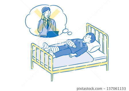 圖：一名男子因住院而無法工作，感到焦慮不安 2C 137061133