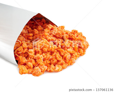 Taking frozen chicken rice out of a bag [White background, cutout] 137061136