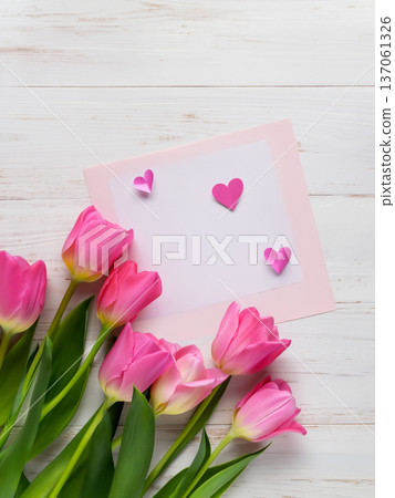 鬱金香與心型花瓣留言卡 鬱金香與心型花瓣留言卡 137061326
