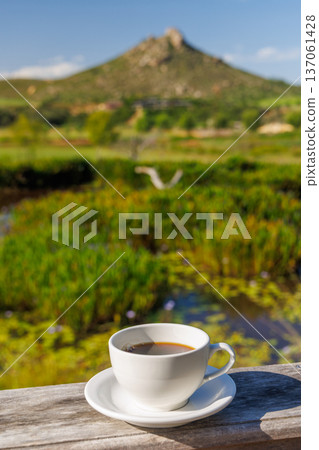 Coffee with mountain view morning 137061428