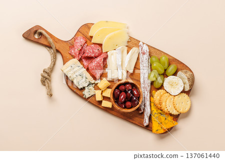 Antipasto platter with cheese and meats 137061440