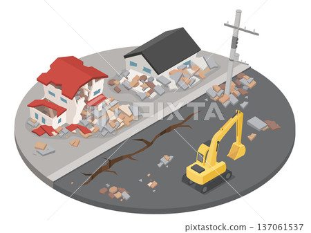 Buildings in the city collapsed due to the disaster Buildings in the city collapsed due to the disaster 137061537