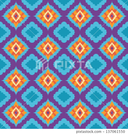 seamless abstract pattern in orange and turquoise tones of geometric shapes 137061550