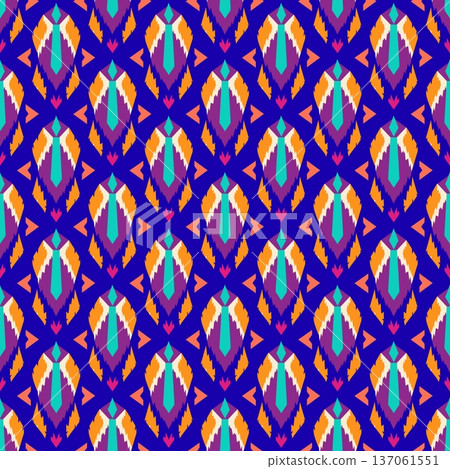 seamless abstract pattern in orange and turquoise tones of geometric shapes 137061551