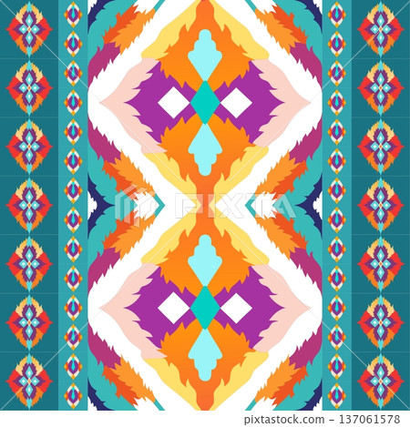seamless abstract pattern in orange and turquoise tones of geometric shapes seamless abstract pattern in orange and turquoise tones of geometric shapes 137061578