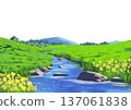 Meadow and stream landscape 137061838
