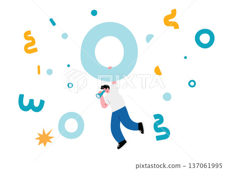 Illustration of a boy with geometric patterns Illustration of a boy with geometric patterns 137061995
