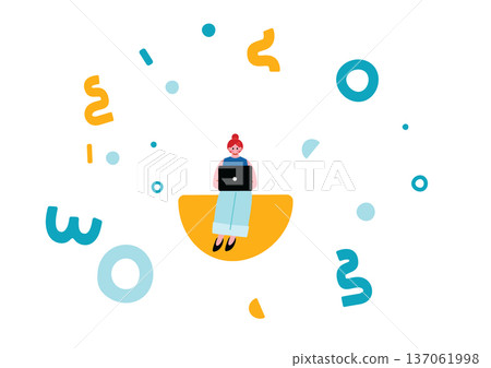 Geometric pattern and girl illustration Geometric pattern and girl illustration 137061998