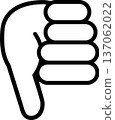 Thumbs down hand, low rating button, vector illustration 137062022