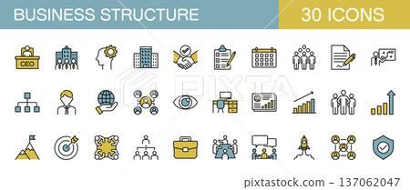 Business structure and business line icon set (color) 137062047