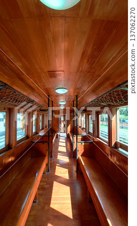 Wooden Interior Passenger Carriage on Alishan Forest Railway Taiwan 137062270