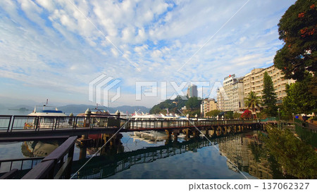 Tourist Boats on Sun Moon Lake in Nantou Taiwan Tourist Boats on Sun Moon Lake in Nantou Taiwan 137062327
