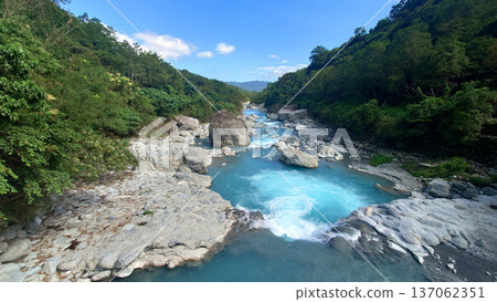 Turquoise River Through Butterfly Valley Gorge in Hualien Taiwan 137062351