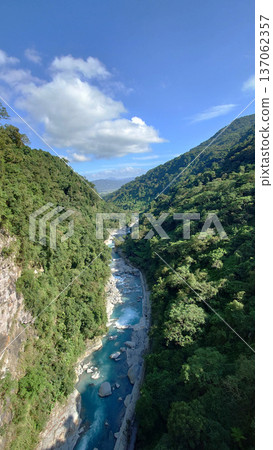 Turquoise River Through Butterfly Valley Gorge in Hualien Taiwan 137062357