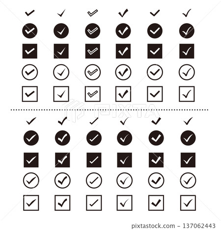 A set of checkbox icons with various designs 137062443