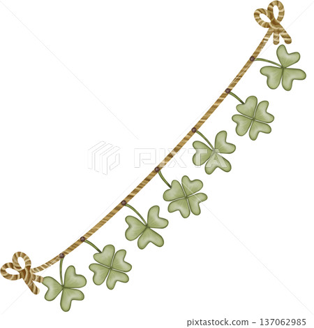 Saint patrick's day elements cute with four leaf clover green leprechaun hat hand drawn decorations illustration set.  for irish festival theme. 137062985