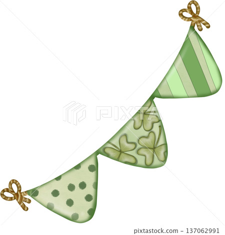 Saint patrick's day elements cute with four leaf clover green leprechaun hat hand drawn decorations illustration set.  for irish festival theme. 137062991