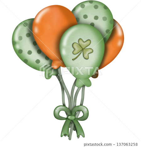 Saint patrick's day elements cute with four leaf clover green leprechaun hat hand drawn decorations illustration set. for irish festival theme. Saint patrick's day elements cute with four leaf clover green leprechaun hat hand drawn decorations illustration set. for irish festival theme. 137063258
