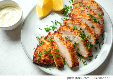 Air fryed chicken breast, panko chicken 137063358