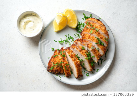 Crispy breaded chicken breast, panko chicken 137063359