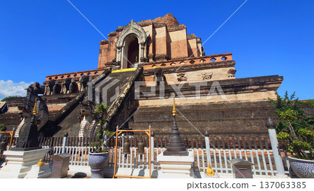 Ancient Wat Chedi Luang Temple in Chiang Mai Thailand Ancient Wat Chedi Luang Temple in Chiang Mai Thailand 137063385