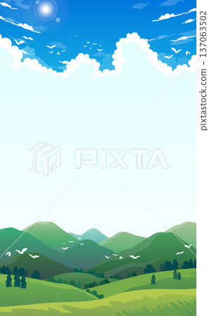 山脈、藍天和積雨雲 frame_vertical 137063502