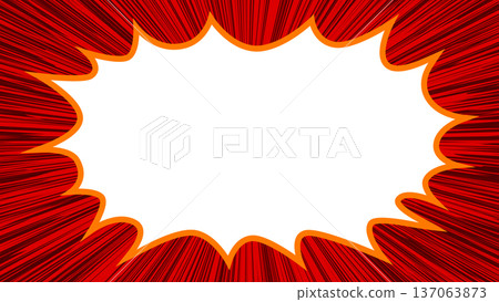 Manga-style concentrated line and speech bubble frame impact background 137063873