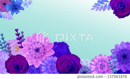 Purple floral background on blue Purple floral background on blue 137063876