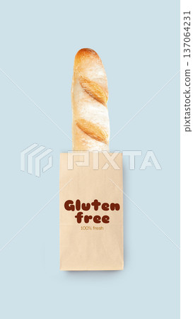 Fresh gluten free bread in paper bag ready for Easter celebration Fresh gluten free bread in paper bag ready for Easter celebration 137064231
