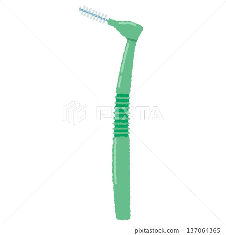 Illustration of brush between teeth 137064365
