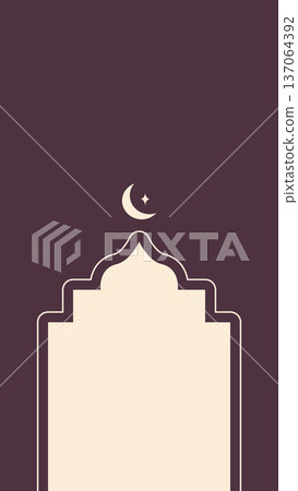 Purple Islamic mosque window frame for Ramadan Kareem invitation cards 137064392