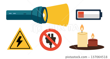 Electricity safety icon set with warning symbol and energy illustration Electricity safety icon set with warning symbol and energy illustration 137064518