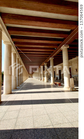 Ancient Athens Colonnade Walkway Near Roman Agora Ancient Athens Colonnade Walkway Near Roman Agora 137064569