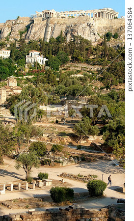 Acropolis View From Roman Agora In Athens Greece Acropolis View From Roman Agora In Athens Greece 137064584