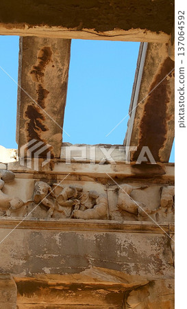 Ancient Roman Agora Ceiling Relief In Athens Greece 137064592
