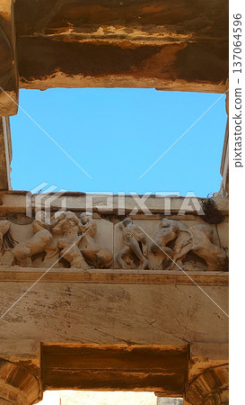 Ancient Roman Agora Ceiling Relief In Athens Greece 137064596