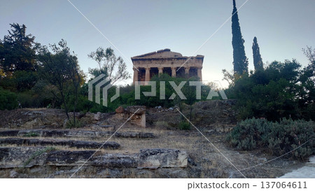 Ancient Temple Ruins at Roman Agora Athens Greece 137064611