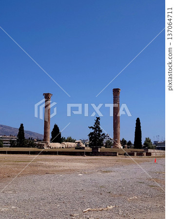 Ancient Columns Near Arch of Hadrian Athens Greece Ancient Columns Near Arch of Hadrian Athens Greece 137064711