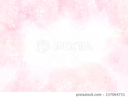 櫻花花瓣水彩邊框背景 137064731