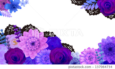 白色背景上的紫色花卉和蕾絲 137064734