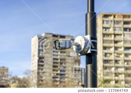Surveillance Camera on Street Pole for Urban Security and Monitoring Surveillance Camera on Street Pole for Urban Security and Monitoring 137064749