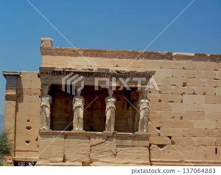 Erechtheion Caryatids Temple On Acropolis Athens Greece 137064883