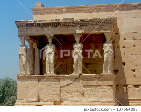 Erechtheion Caryatids Temple On Acropolis Athens Greece 137064885