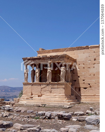 Erechtheion Caryatids Temple On Acropolis Athens Greece 137064889